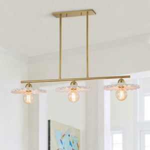 3 - Light Aged Brass Linear Island Chandelier - Yiilighting