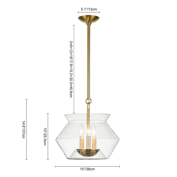 3 - Light Bowl - Like Clear Glass Jar Pendant Light - Yiilighting