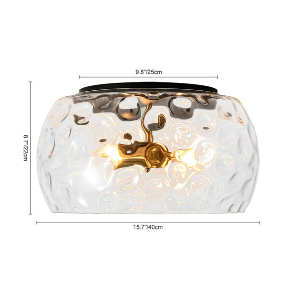 3-Light Hammered Glass Bowl Flush Mount Ceiling Light - Yiilighting