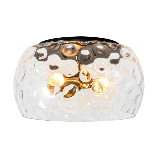 3-Light Hammered Glass Bowl Flush Mount Ceiling Light - Yiilighting
