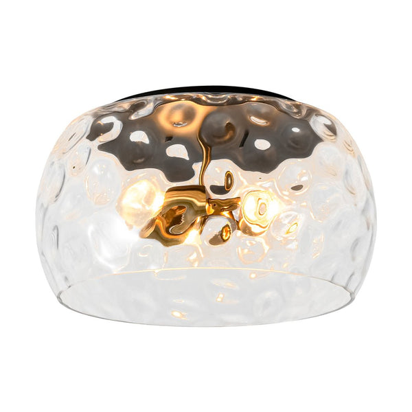3-Light Hammered Glass Bowl Flush Mount Ceiling Light - Yiilighting