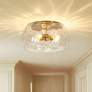 3-Light Hammered Glass Bowl Flush Mount Ceiling Light - Yiilighting