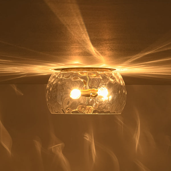 3-Light Hammered Glass Bowl Flush Mount Ceiling Light - Yiilighting