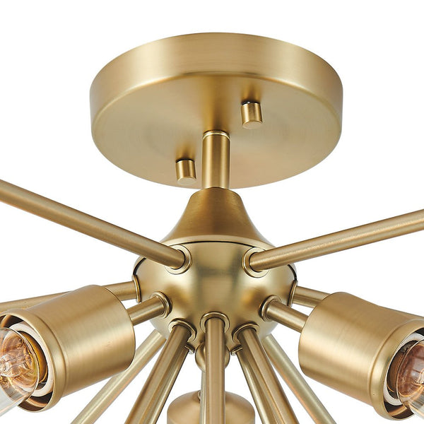 3 - Light Mid Century Modern Gold Sputnik Semi Flush Mount - Yiilighting