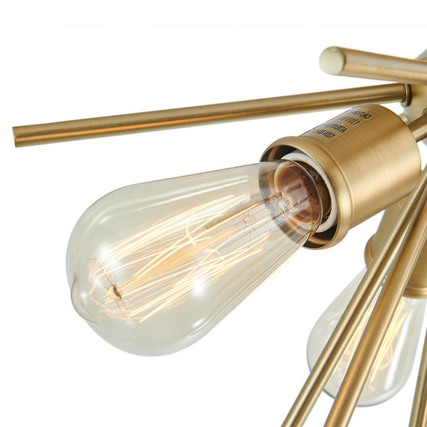 3 - Light Mid Century Modern Gold Sputnik Semi Flush Mount - Yiilighting