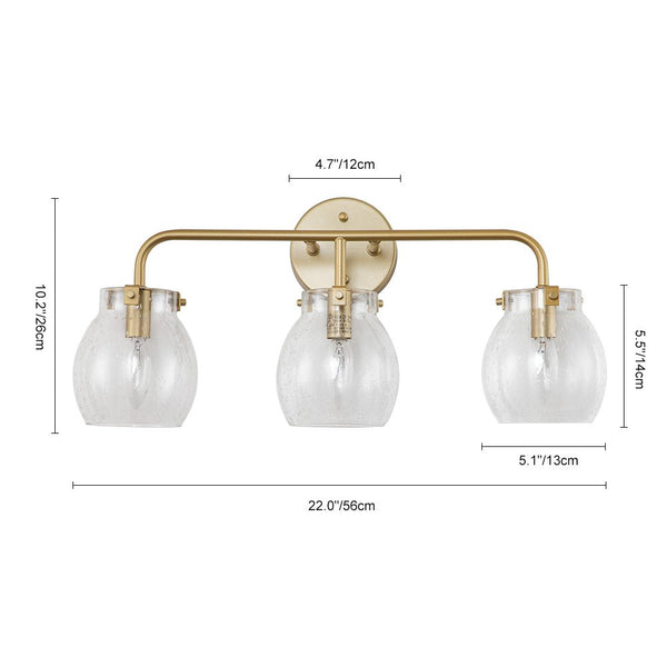 3 - Light Modern Brass Seeded Glass Wall Sconces - Yiilighting