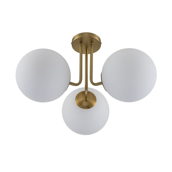 3 - Light Modern Mid - Century Gold Sputnik Semi Flush Mount - Yiilighting