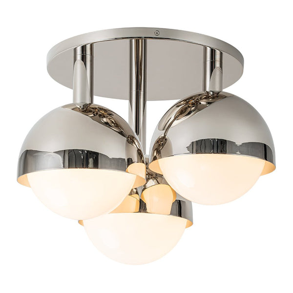 3 - Light Modern Mid - Century Opal Glass Semi Flush Mount - Yiilighting