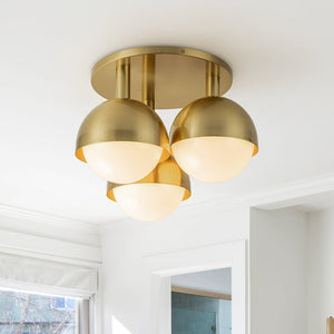 3 - Light Modern Mid - Century Opal Glass Semi Flush Mount - Yiilighting