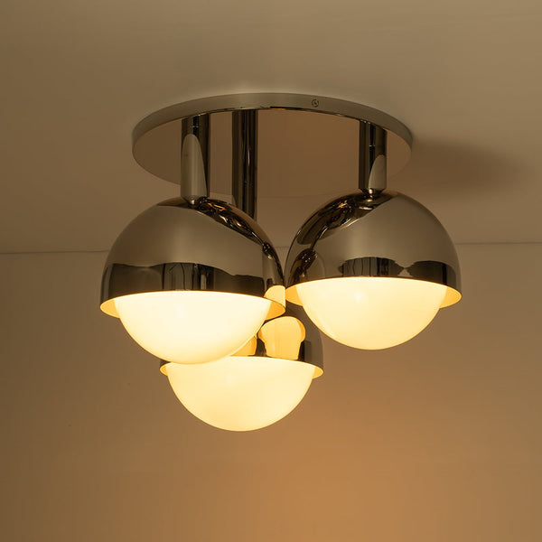 3 - Light Modern Mid - Century Opal Glass Semi Flush Mount - Yiilighting