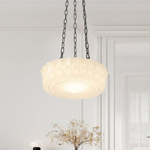 3 - Light Modern Round Milky White Glass Pendant - Yiilighting