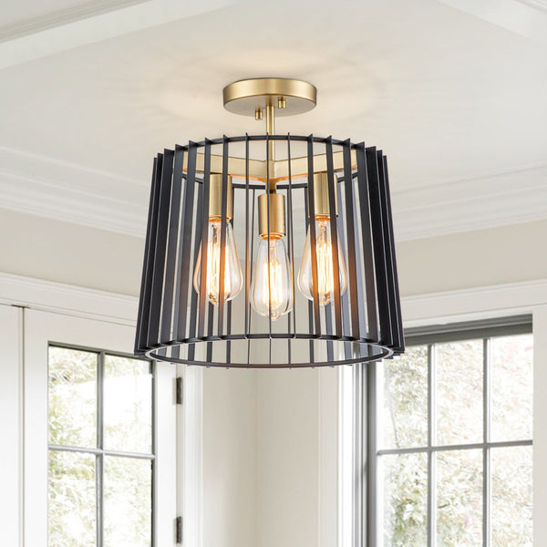 3 - Light Modern Sector Cage Flush Mount Ceiling Light - Yiilighting