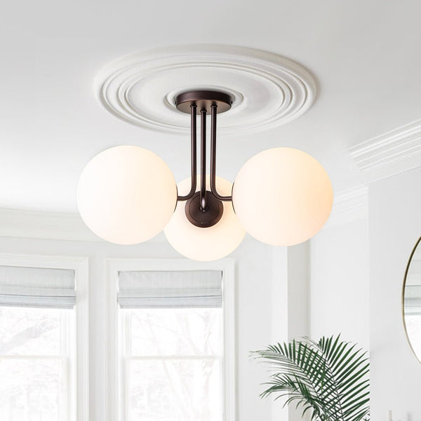 3 - Light Oil - rubbed Sputnik Semi Flush Mount - Yiilighting