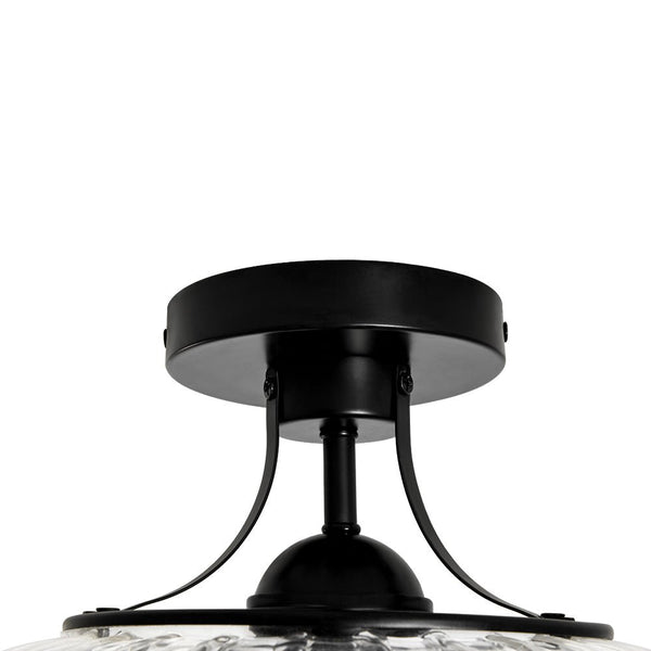 3-Light Ribbed Pumpkin Clear Glass Semi Flush Mount Ceiling Light - Yiilighting