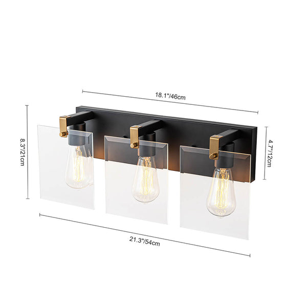 3 - Light Square Glass Bathroom Vanity Light - Yiilighting