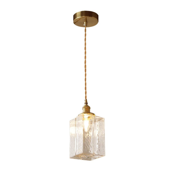 3-Style Vintage 1-Light Textured Hammered Cubic Glass Pendant Light - Yiilighting