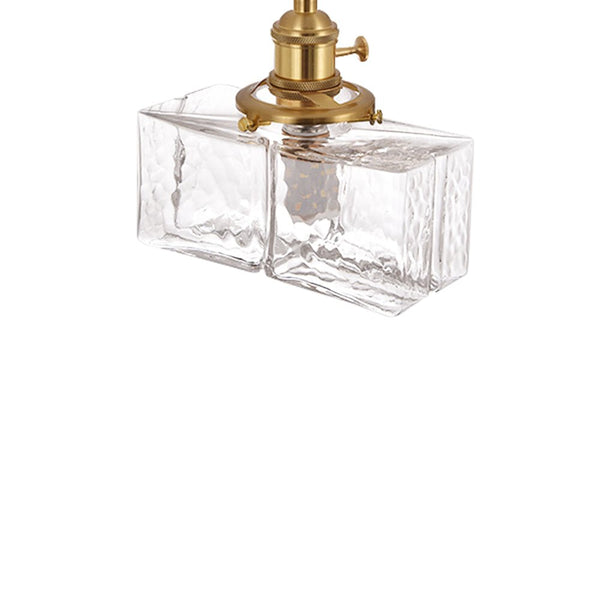 3-Style Vintage 1-Light Textured Hammered Cubic Glass Pendant Light - Yiilighting