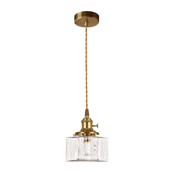 3-Style Vintage 1-Light Textured Hammered Cubic Glass Pendant Light - Yiilighting