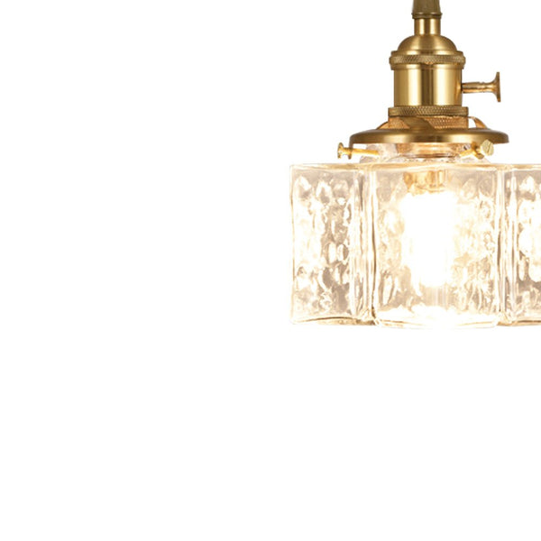 3-Style Vintage 1-Light Textured Hammered Cubic Glass Pendant Light - Yiilighting