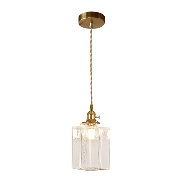 3-Style Vintage 1-Light Textured Hammered Cubic Glass Pendant Light - Yiilighting