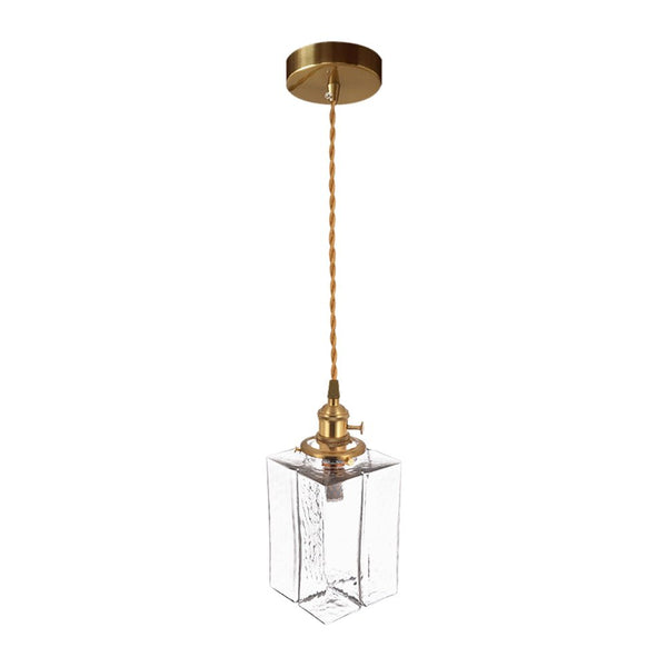 3-Style Vintage 1-Light Textured Hammered Cubic Glass Pendant Light - Yiilighting