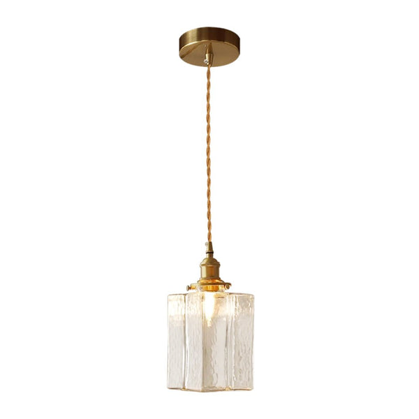 3-Style Vintage 1-Light Textured Hammered Cubic Glass Pendant Light - Yiilighting