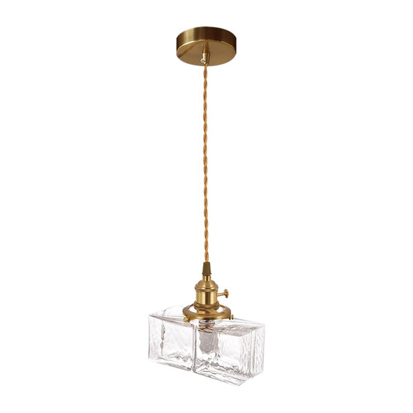 3-Style Vintage 1-Light Textured Hammered Cubic Glass Pendant Light - Yiilighting