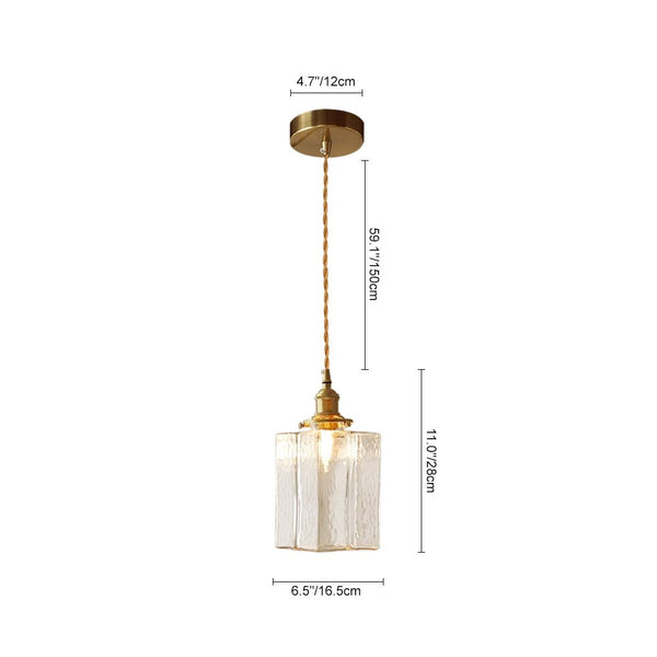 3-Style Vintage 1-Light Textured Hammered Cubic Glass Pendant Light - Yiilighting