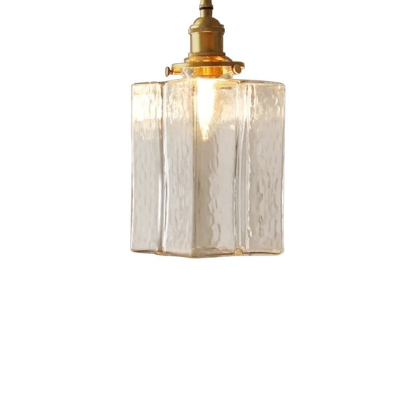 3-Style Vintage 1-Light Textured Hammered Cubic Glass Pendant Light - Yiilighting