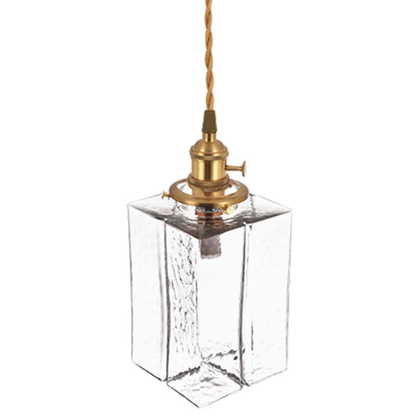 3-Style Vintage 1-Light Textured Hammered Cubic Glass Pendant Light - Yiilighting