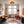 Retro Amber Rippled Glass Drum-Shaped Semi Flush Mount Ceiling Light
