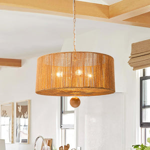 4 - Light Boho Modern Handwoven Drum Chandelier - Yiilighting