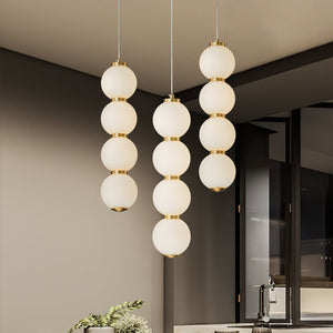 4 - Light Brass String Opal Glass LED Pendant Light - Yiilighting