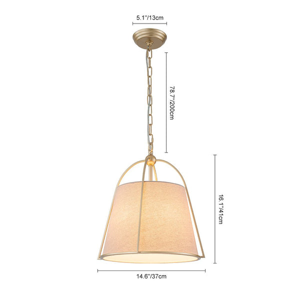 4-Light Classic Fabric Drum Chandelier | Champagne Gold Iron Pendant Light - Yiilighting