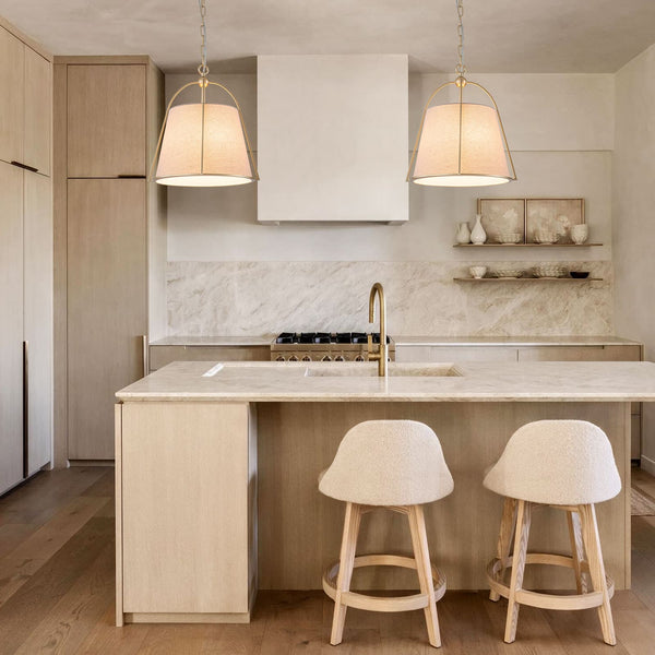 4-Light Classic Fabric Drum Chandelier | Champagne Gold Iron Pendant Light - Yiilighting