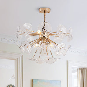 4 - Light Designer Glass Sunburst Sputnik Chandelier - Yiilighting