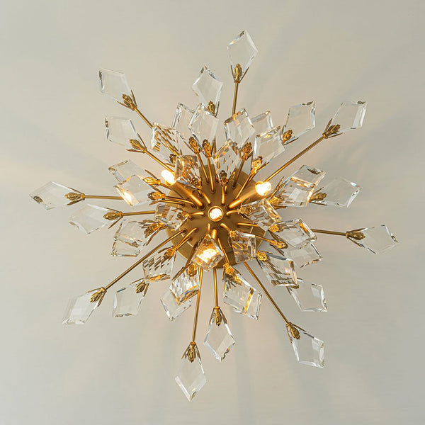4 - Light Flower Branch Crystal Semi - Flush Mount Light - Yiilighting