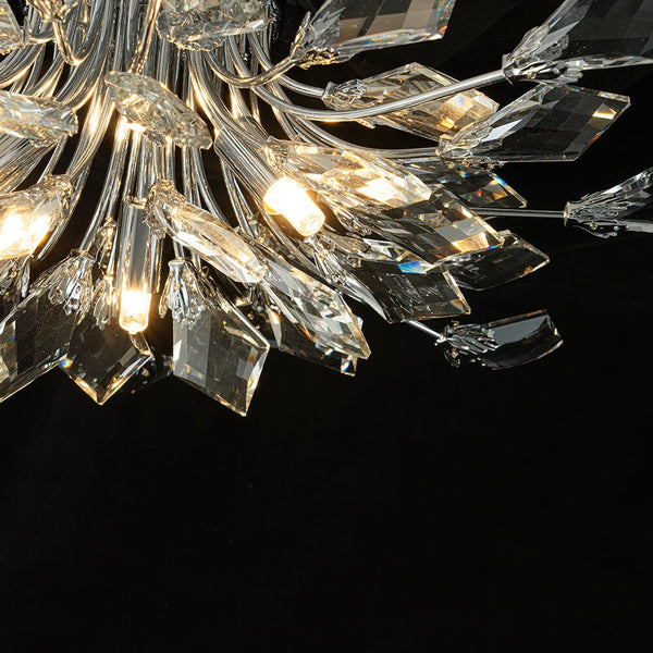 4 - Light Flower Branch Crystal Semi - Flush Mount Light - Yiilighting