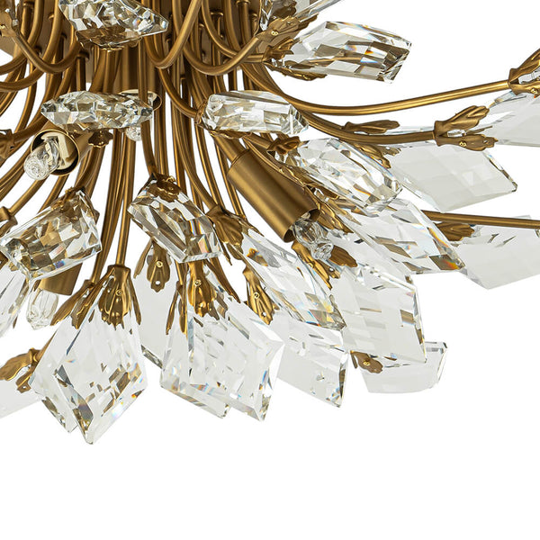 4 - Light Flower Branch Crystal Semi - Flush Mount Light - Yiilighting