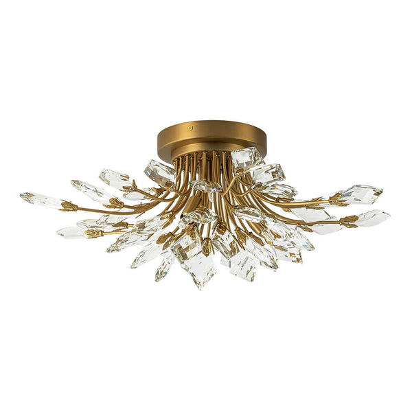 4 - Light Flower Branch Crystal Semi - Flush Mount Light - Yiilighting