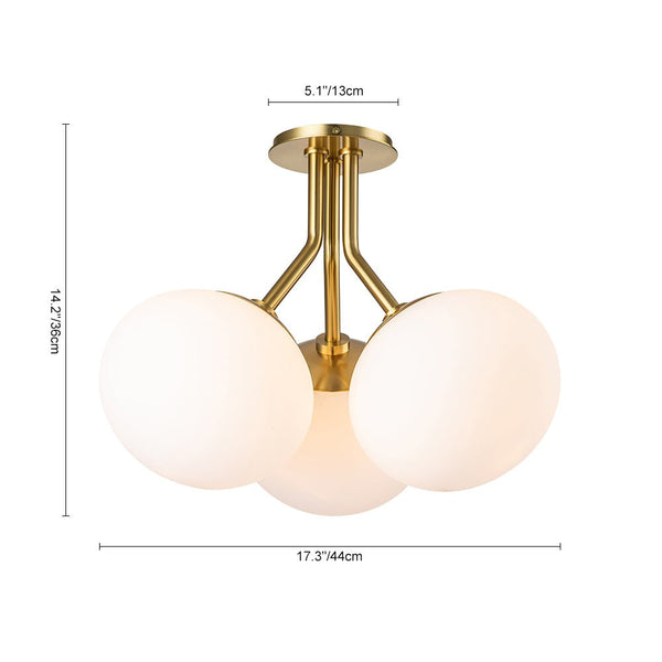 4 - Light Frosted Opal Glass Globe Sputnik Semi Flush Mount - Yiilighting