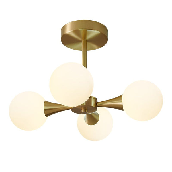 4 - light Mid - Century Modern Opal Globe Ceiling Light - Yiilighting