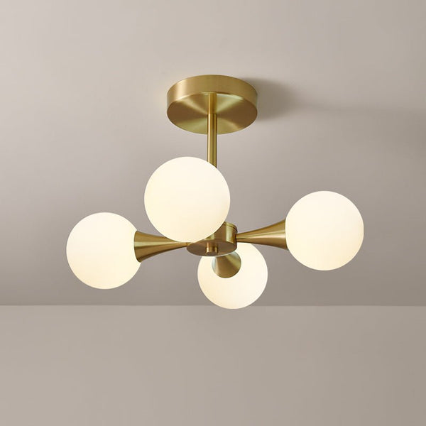 4 - light Mid - Century Modern Opal Globe Ceiling Light - Yiilighting