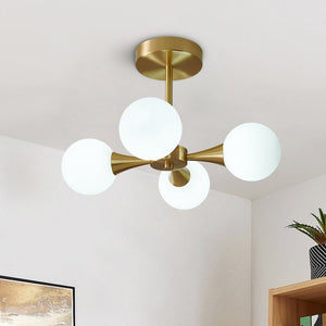 4 - light Mid - Century Modern Opal Globe Ceiling Light - Yiilighting