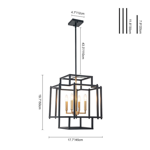 4 - Light Modern Farmhouse Sector Cage Pendant Light - Yiilighting