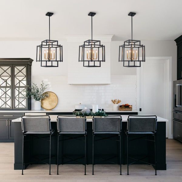 4 - Light Modern Farmhouse Sector Cage Pendant Light - Yiilighting