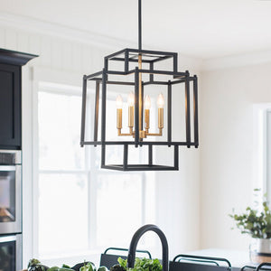 4 - Light Modern Farmhouse Sector Cage Pendant Light - Yiilighting