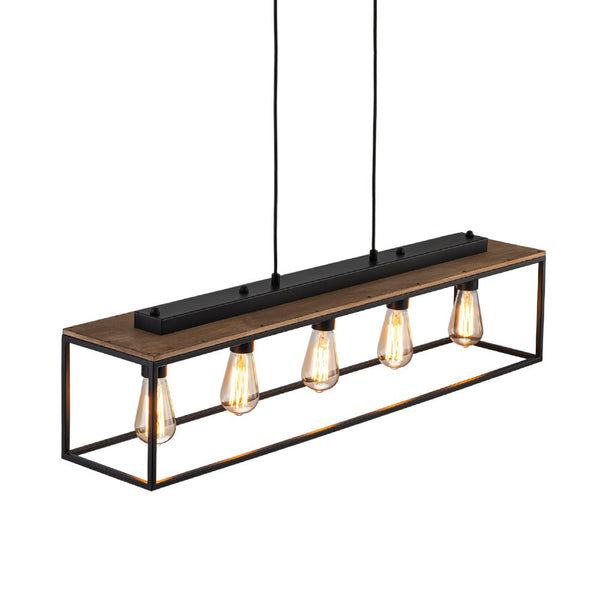 5 - Light Black Classic Linear Rectangular Iron Frame Chandelier - Yiilighting