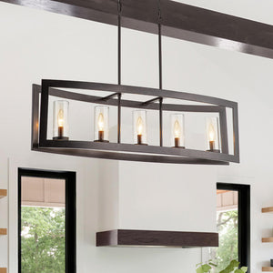 5 - Light Industrial Rectangular Kitchen Island Chandelier - Yiilighting