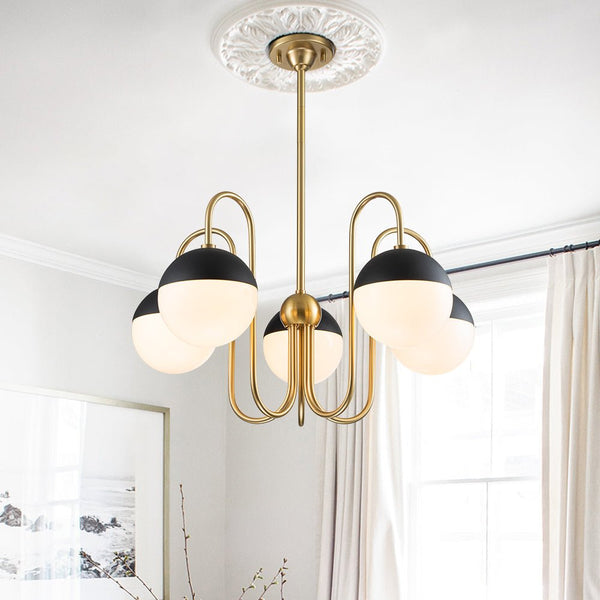 5 - Light Mid - Century Modern Spherical Glass Globes Chandelier - Yiilighting